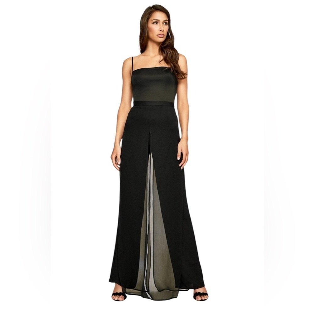 Tadashi Shoji Chiffon Mesh Overlay Wild Leg Pants Size Small